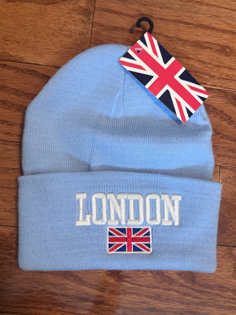 London Embroidered Beanie Hat - Light Blue